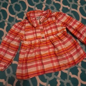 Little Girls Old Navy Plaid Half Button Up